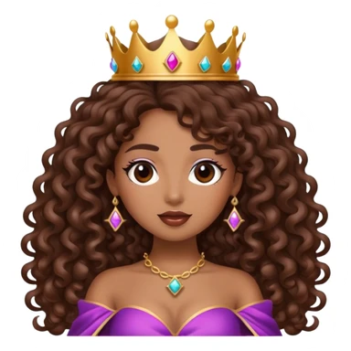 Brown girl diva long curly hair with crown sticker