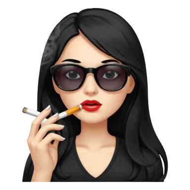 Girl with long black hair smoking cigarette and a vape sunglasses hungover  sticker