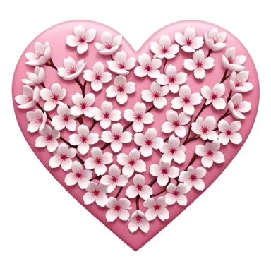  sakura heart, heart made of white sakura petals with pink accents, remove background sticker