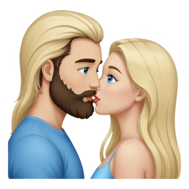  long blonde hair pale blue eyes kissing seperate man dark brown hair man with beard sfw sticker