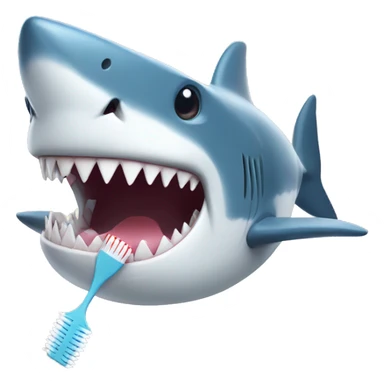 Shark with a toothbrush sticker