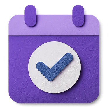 "Schedule clear", no text, with the colors: Primary Purple:  #8B5CF6
  Light Purple:    #A78BFA sticker