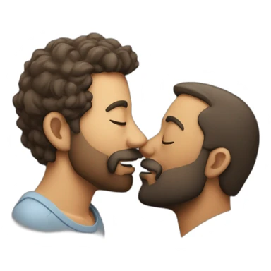 Middle age Man kissing different race bearded  man sticker