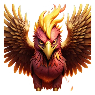 Cinematic Battle-Hardened Mystical Fire Phoenix Portrait Emoji, head bowed slightly in a moment of raw resilience, revealing a form etched with the wear of relentless conflict. Ragged, scorched plumage and half-closed, determined eyes speak to battles fought and won. Rendered with authentic detail and dramatic natural light that accentuates every scar and burn, high shine, this portrayal blends vulnerability with hardened strength, outlined in a soft glow that captures the essence of a phoenix tempered by the fires of combat. sticker