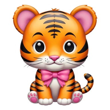 cute baby tiger with pink bow sticker
