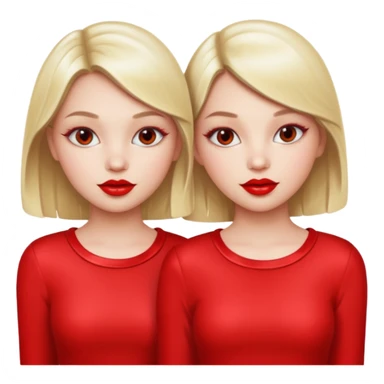 twin girls with shiny red lipgloss sticker