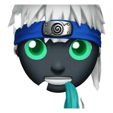 naruto character with extreme long bright blue hair, head band and green sharingan eyes sticker