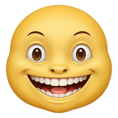 a smiling yellow face with very big teeth like the trivago guy sticker