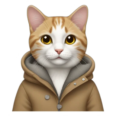 Mix breed cat in a Zara winter coat sticker