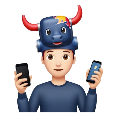 Person with reg Bull can on his Head and a Smartphone in his Hand  sticker
