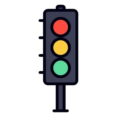 traffic light with red light illuminated, stop signal sticker