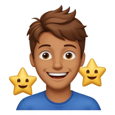 Color de piel moreno los ojos ke sean de estrella riéndose y pelo café hombre  el pelo asialado🤩 sticker