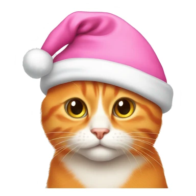 Orange cat wearing a pink Santa hat sticker