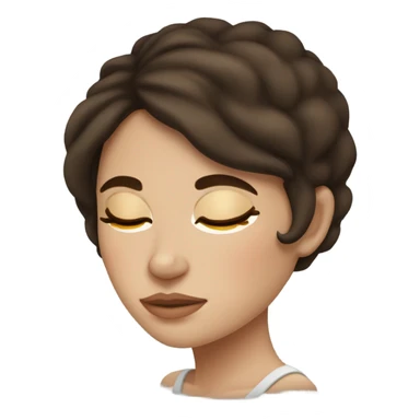 Brunette girl  sleeping with freackles on her face sticker