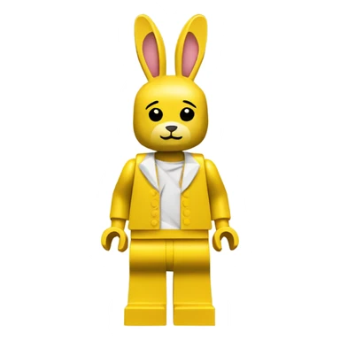 Yellow basic lego human full body wearing rabbit costume sticker