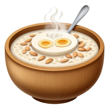 bowl of hot porridge with steam sticker