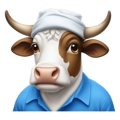 Cow wearing a blue and white polo shirt and also is a Sikh  sticker