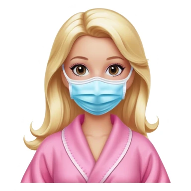 Glamorous blonde Barbie, spa day, pink robe and face mask  sticker