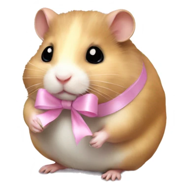 full body hamster with light pink ribbon bow sticker