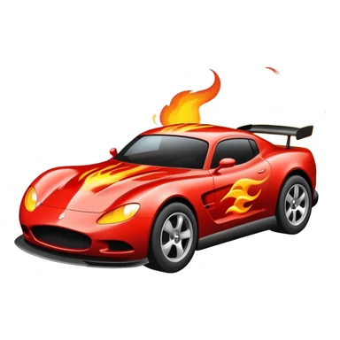 A car running fast like a sports car with little flames coming from the back sticker