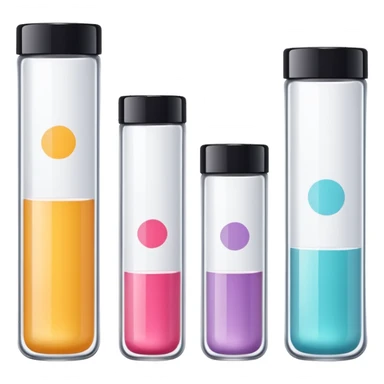 emoji of beauty tubes and jar with brand labels, minimalistic design sticker