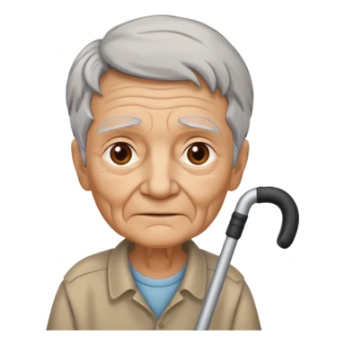 old person with crutch sticker