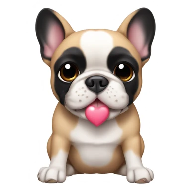 French bulldog with black body and ears and tan paws and belly with heart eyes sticker