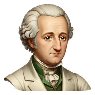 Cinematic Realistic Johann Wolfgang von Goethe Portrait Emoji, depicted as an intellectual literary giant with a thoughtful gaze and refined attire, rendered with detailed textures and warm classical lighting that captures his enduring literary influence. sticker
