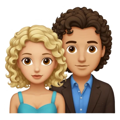flirty couples. The man dark brown quiffed hair and the woman has shoulder length blond curls sticker