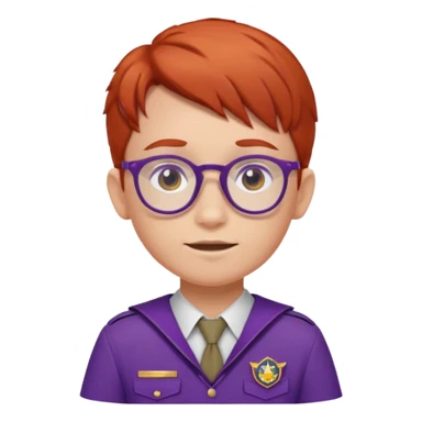 red haired scout kid with purple uniform and glassess sticker