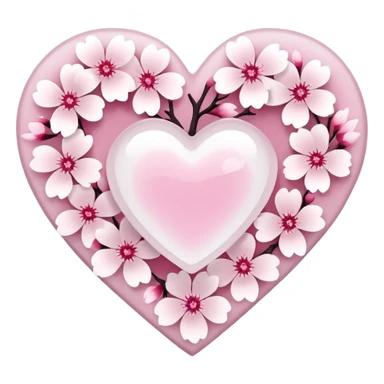 halloween sakura heart, heart made of white sakura petals with pink accents sticker
