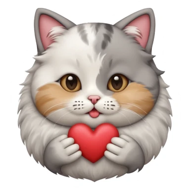 A cute circular cat blowing a smooch kiss with heart and little bite on the lower lip sticker