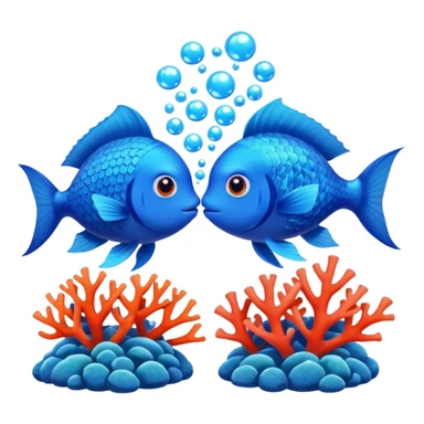 two cute blue fishes kissing sticker