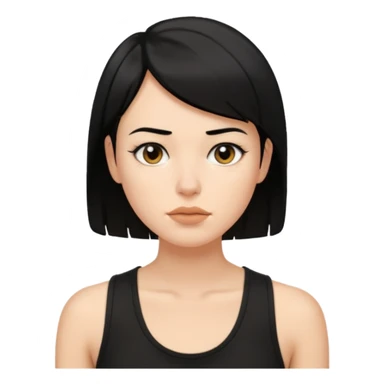 a white woman with short tomboy black hair with beauty spot on top of her lip wearing men's black tank top sticker