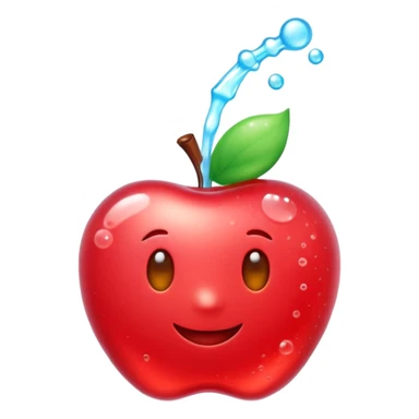 3D Apple style emoji of bubbly soda pop, fizzy bubbles rising, translucent sparkling liquid, isolated on white background, soft shadows, high detail, playful and cute. sticker