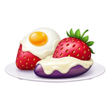 strawberry an egg plant covered in cream sticker