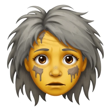 very dirty looking homeless woman very very dirty and smelly looking face only, not old with grey smudges everywhere and messy hair and lots of stains on face ugly and smudged face sticker