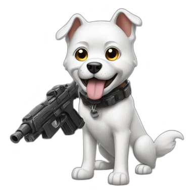 made an action movie dog with guns sticker