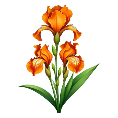 big bouquet Vibrant Orange Iris, luxuriant, leaf, bud sticker