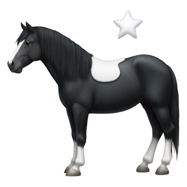 Black cob horse with a little white star and a white sock on the left back leg  sticker