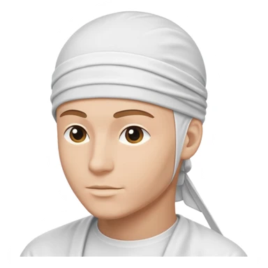 white durag with a logo sticker