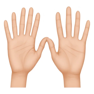 Deux mains côte à côte : la gauche lève l’index et le majeur, la droite l’annulaire et l’auriculaire. Les autres doigts sont repliés, pouces vers l’extérieur. sticker