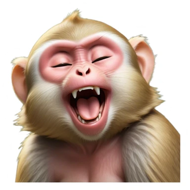 Cinematic Cute Yawning Macaque Portrait Emoji, Head tilted slightly with a dramatic, wide-open yawn, showcasing a gently textured face with half-closed, sleepy eyes and an open, relaxed mouth, Simplified yet irresistibly adorable features, highly detailed, glowing with a soft, cozy glow, high shine, relaxed yet expressive, stylized with a dash of whimsical charm, soft glowing outline, capturing the essence of a drowsy yet affectionate primate that appears ready to stretch out for a nap! sticker