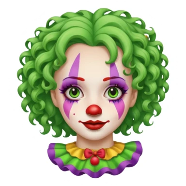 girl clown with curly green hair sticker