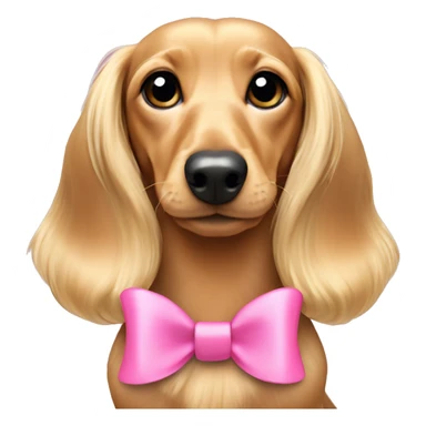 Blonde long hair dachshund puppy with pink bow sticker
