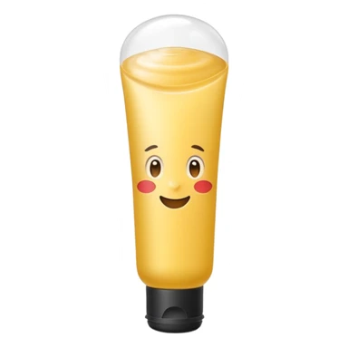 small upright squeeze tube with soft matte finish, gently rounded cap, clean minimalist design, lightly curved flexible plastic body, slightly translucent hinting creamy white product inside, no hand, drop, or branding, apple emoji style, soft lighting, subtle shadows, emoji scale sticker