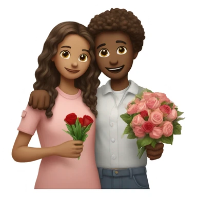  girl and her bestfriend making a heart and g  ives bouquet sticker