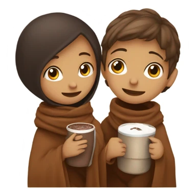 Girl and boy drinking hot chocolate under blanket sticker