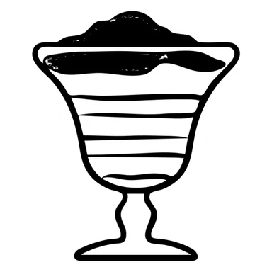 Tiramisu dessert in a glass dish with layers and cocoa powder on top sticker