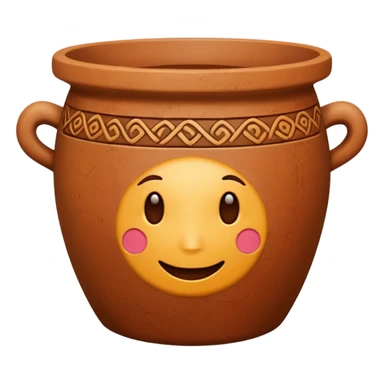 top view of a clay pot with decorative pattern, emoji style sticker